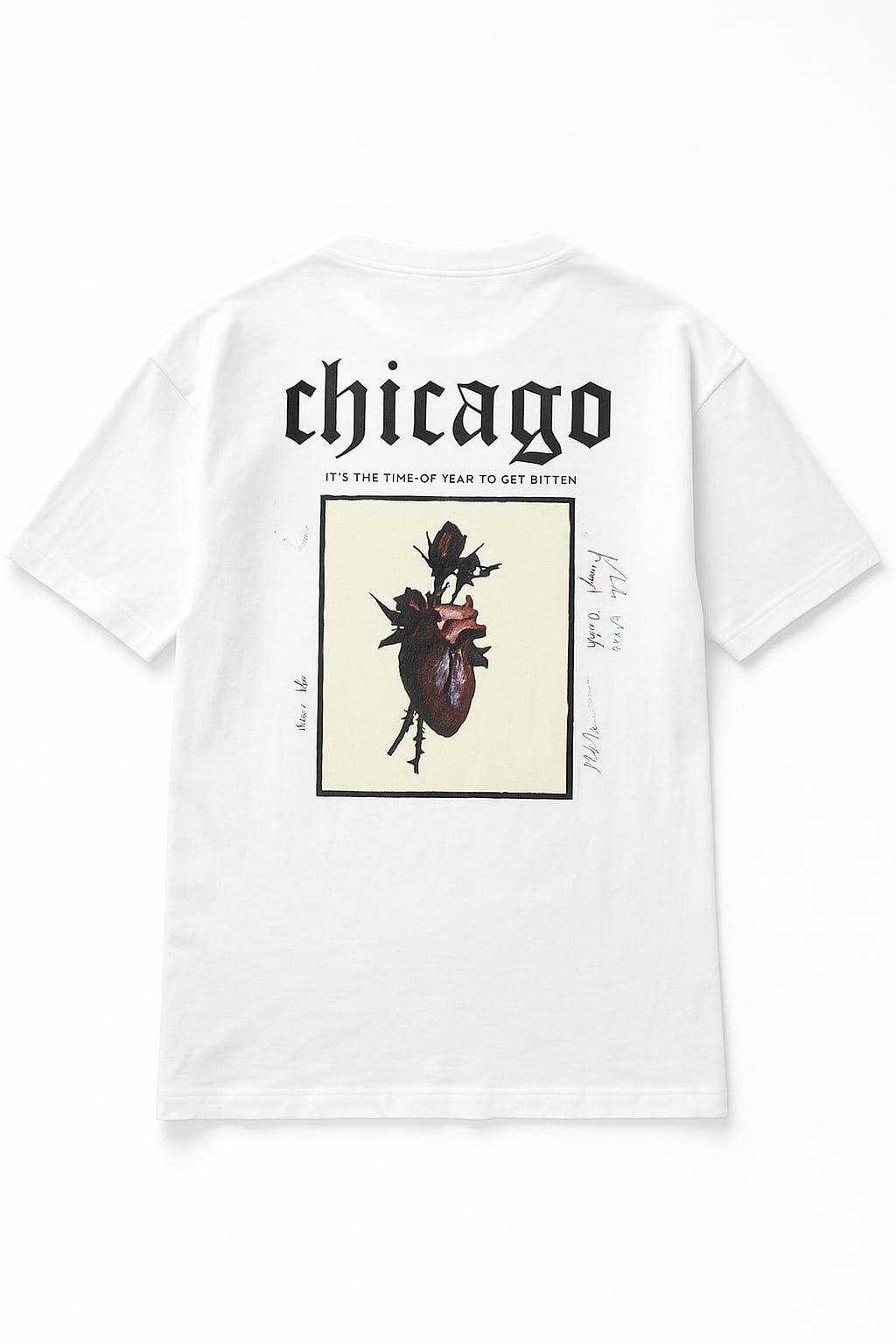 SILSILA WHITE CHICAGO HEART DROP SHOULDER TEE
